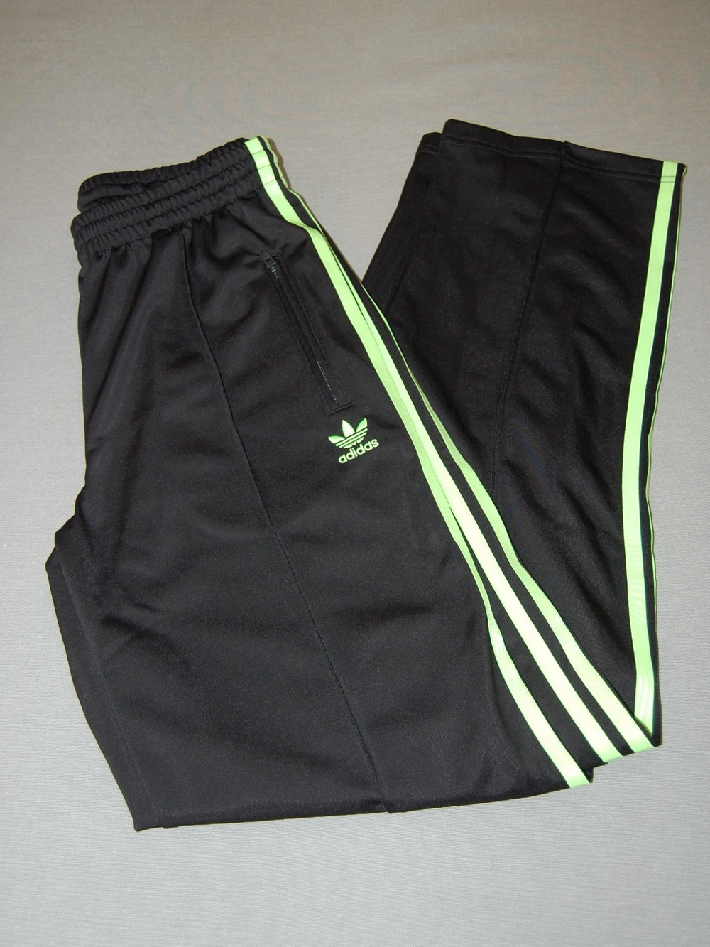 adidas Women’s Black Firebird Track Signal Green 3 stripe tricot soccer-core